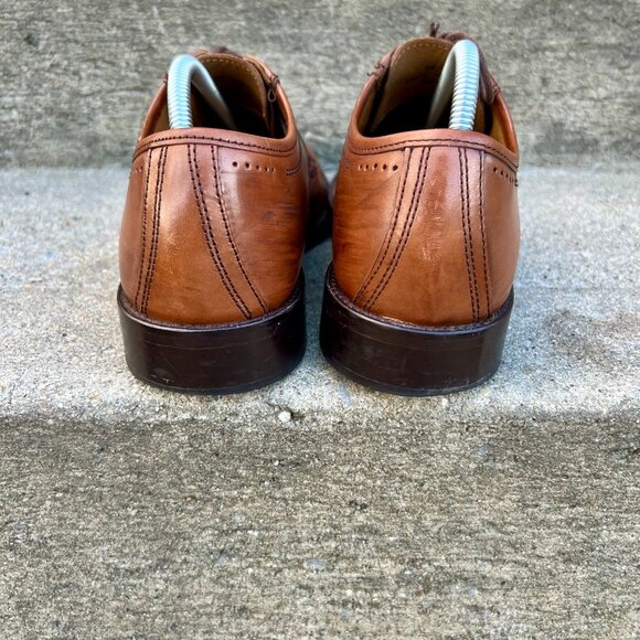 Johnston & Murphy 9.5M Tan Brown Leather Brogue Ellisworth Lace Up Dress Shoes - Picture 8 of 10